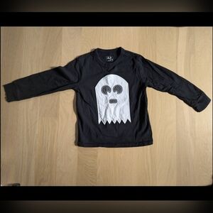 GAP Black Long Sleeve Kids Tee with Ghost Embroidered Detail